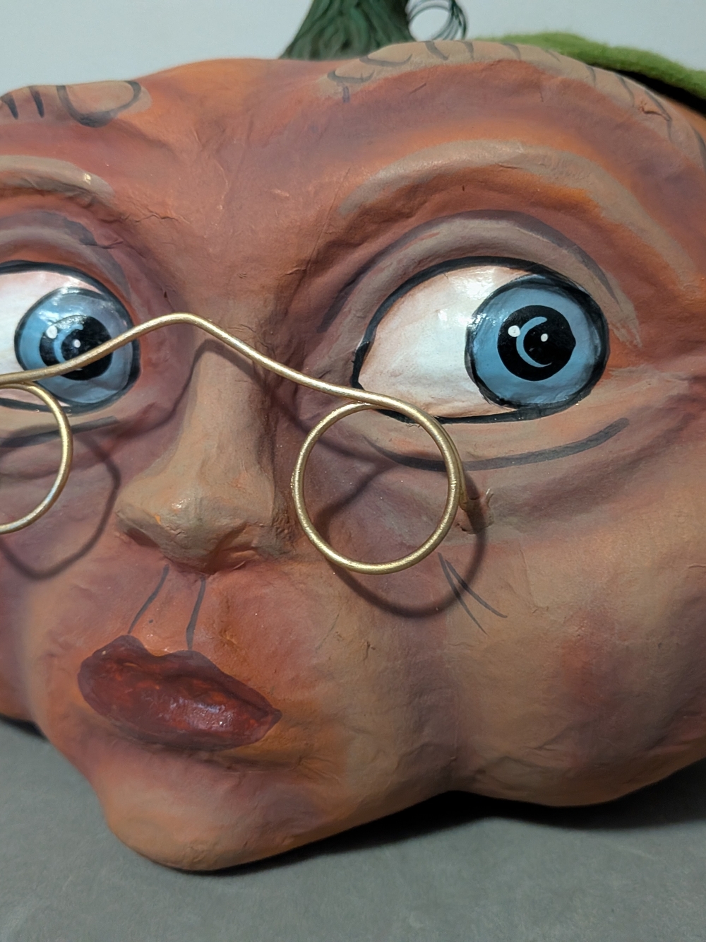 Artificial Pumpkin With Glasses Made In Philippines Painted Paper-mache - Picture 2 of 9